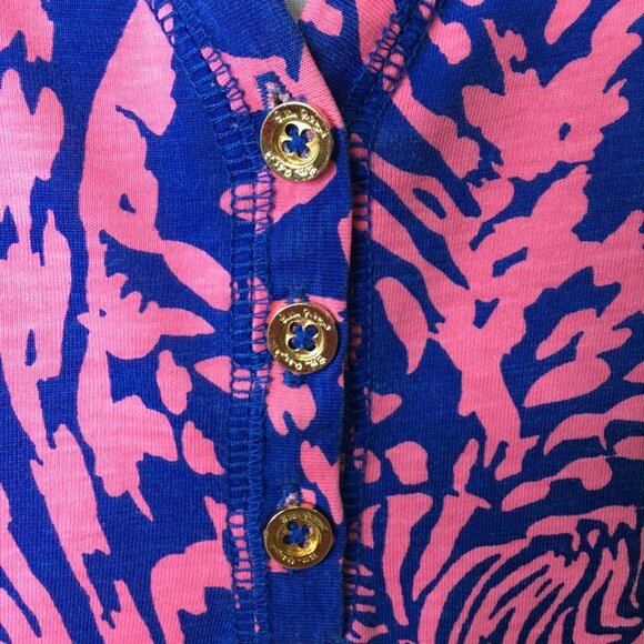 Lilly Pulitzer Women's Pink Blue Long Sleeve Pima Cotton Shift Dress Size Medium - Picture 3 of 15